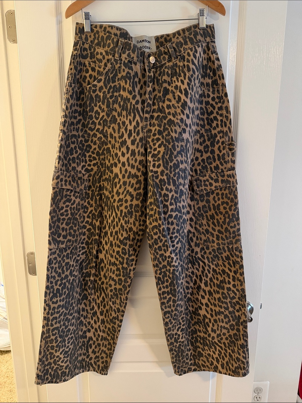 Damson Madder Leopard Cargo Barrel Pants - UK 14 US 10